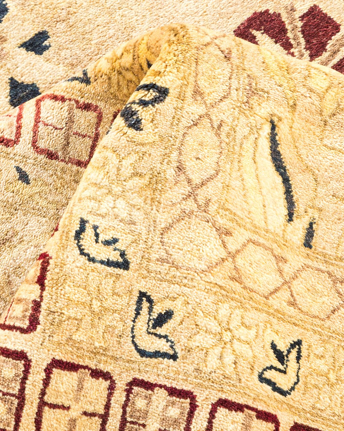 Other One-of-a-Kind Hand Made Traditional Mogul Ivory Area Rug For Sale