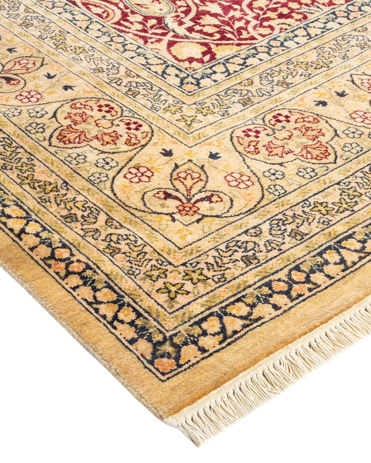 Laine Tapis traditionnel ivoire Mogul unique en son genre fabriqué à la main en vente