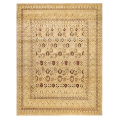 Tapis traditionnel ivoire Mogul unique en son genre fabriqué à la main