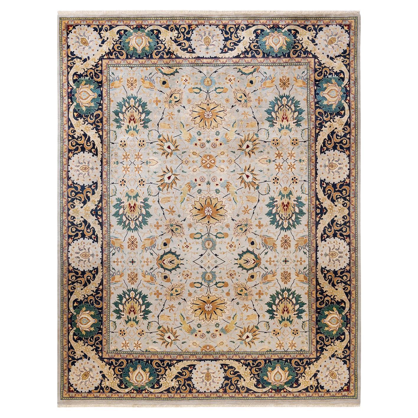 Ivory Rug Handmade One-Of-A-Kind Hand Made Traditional Mogul Ivory Area Rug at 1stDibs