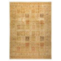 One-of-a-Kind Hand Made Traditional Mogul Ivory Area Rug