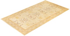 One-Of-A-Kind Hand Made Traditional Mogul Ivory Area Rug