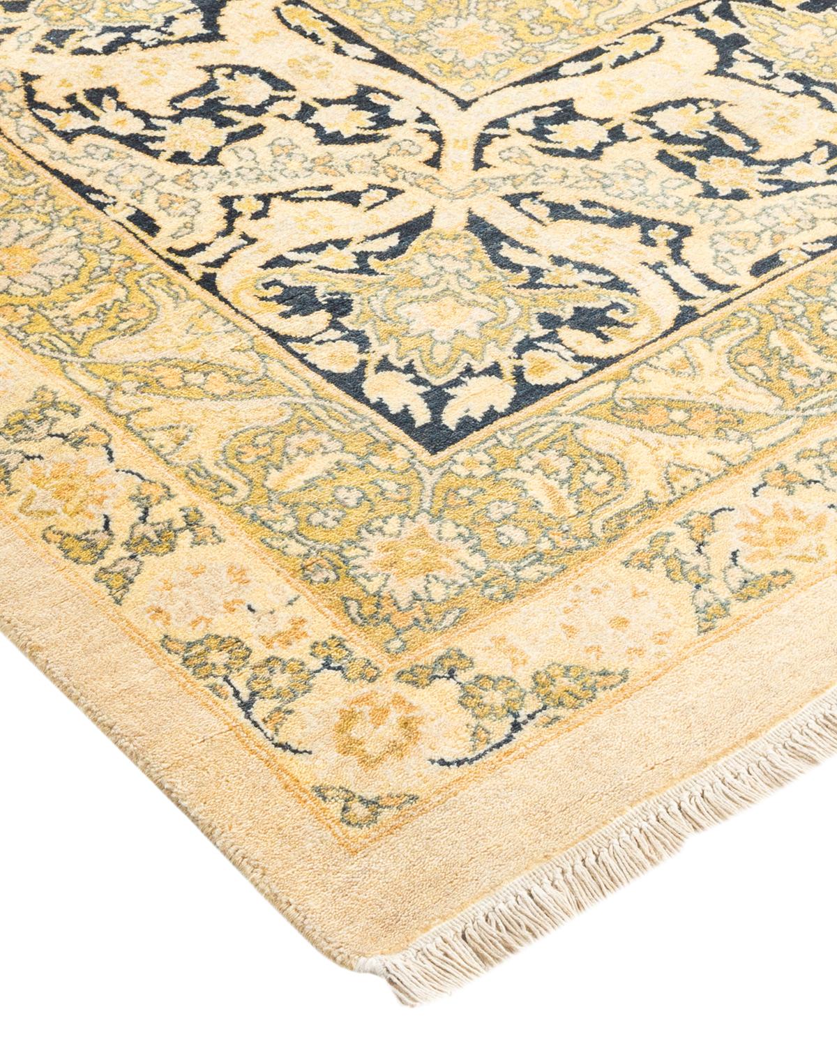 Laine Tapis traditionnel ivoire Mogul unique en son genre fabriqué à la main en vente
