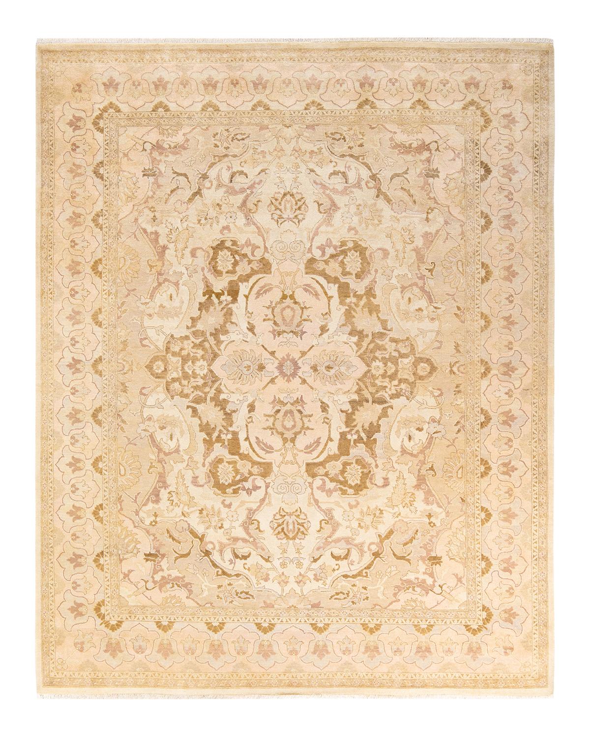 Other One-of-a-Kind Hand Made Traditional Mogul Ivory Area Rug For Sale