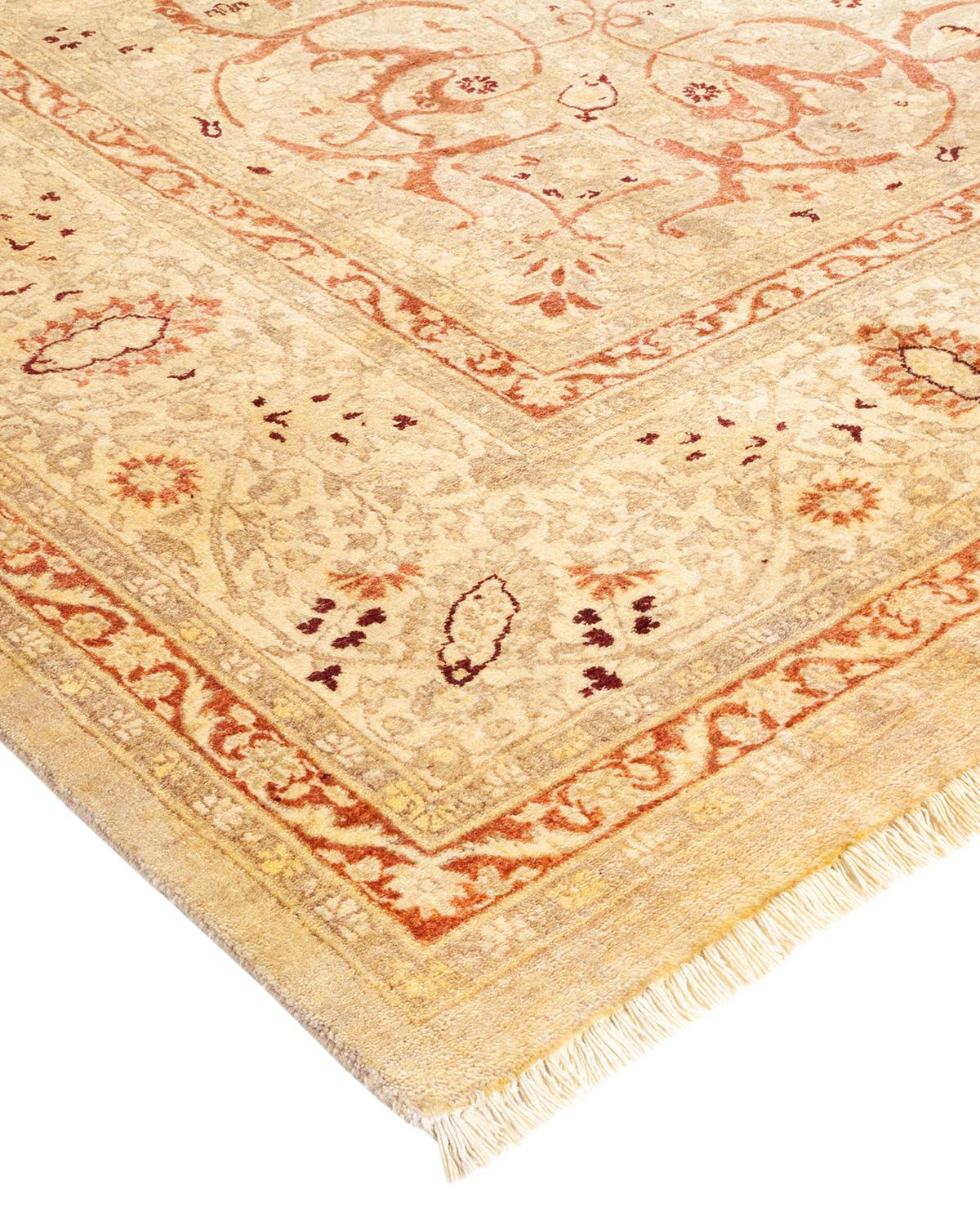 Laine Tapis traditionnel ivoire Mogul unique en son genre fabriqué à la main en vente