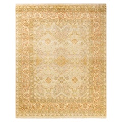 Tapis traditionnel ivoire Mogul unique en son genre fabriqué à la main