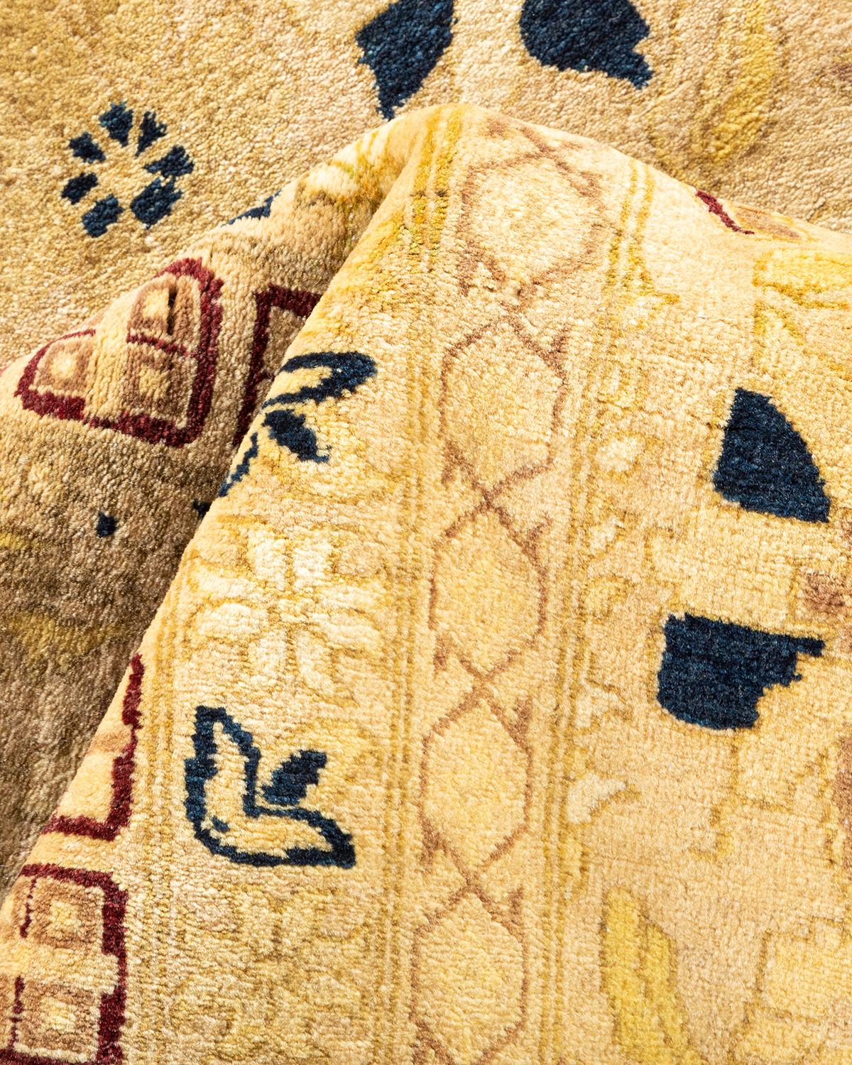 Other One-of-a-Kind Hand Made Traditional Mogul Ivory Area Rug For Sale