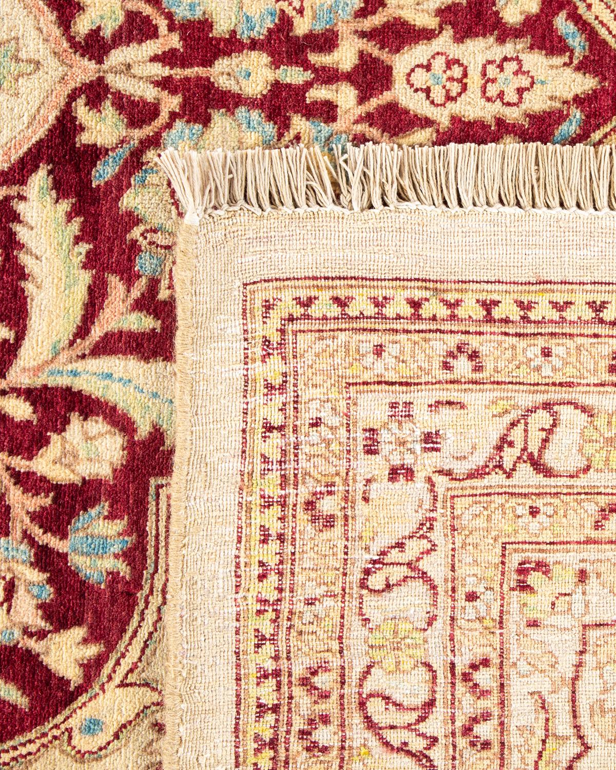 One-Of-A-Kind Hand Made Traditional Mogul Ivory Area Rug In New Condition For Sale In Norwalk, CT