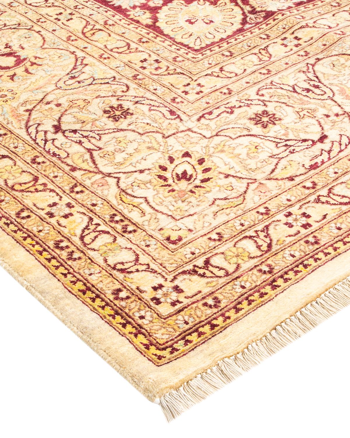 One-Of-A-Kind Hand Made Traditional Mogul Ivory Area Rug For Sale 1