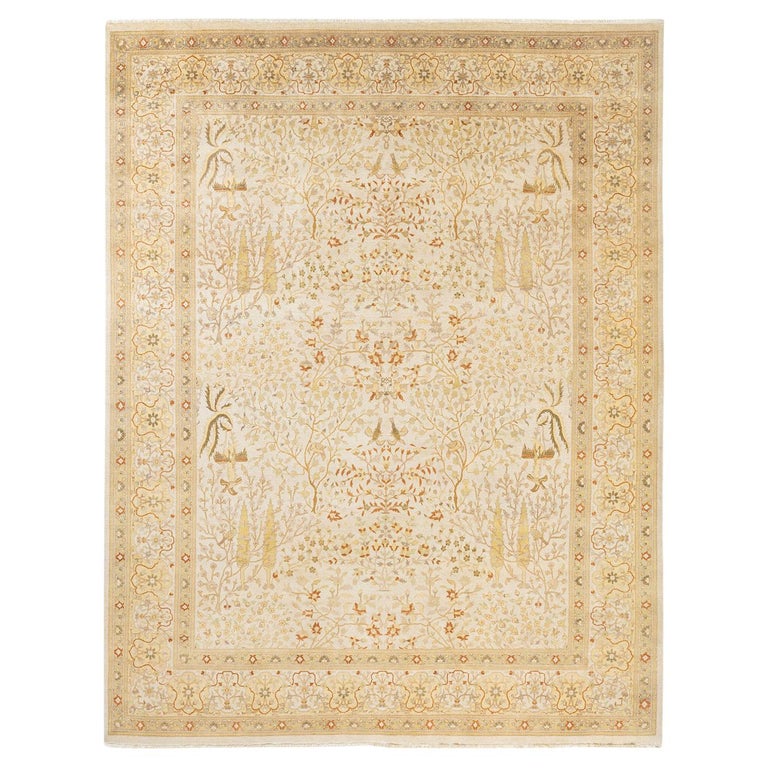 Ivory Rug Handmade One-of-a-Kind Hand Made Traditional Mogul Ivory Area Rug For Sale at ...