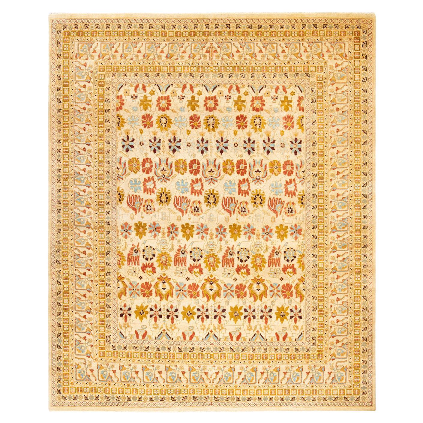 Ivory Rug Handmade One-Of-A-Kind Hand Made Traditional Mogul Ivory Area Rug For Sale at ...