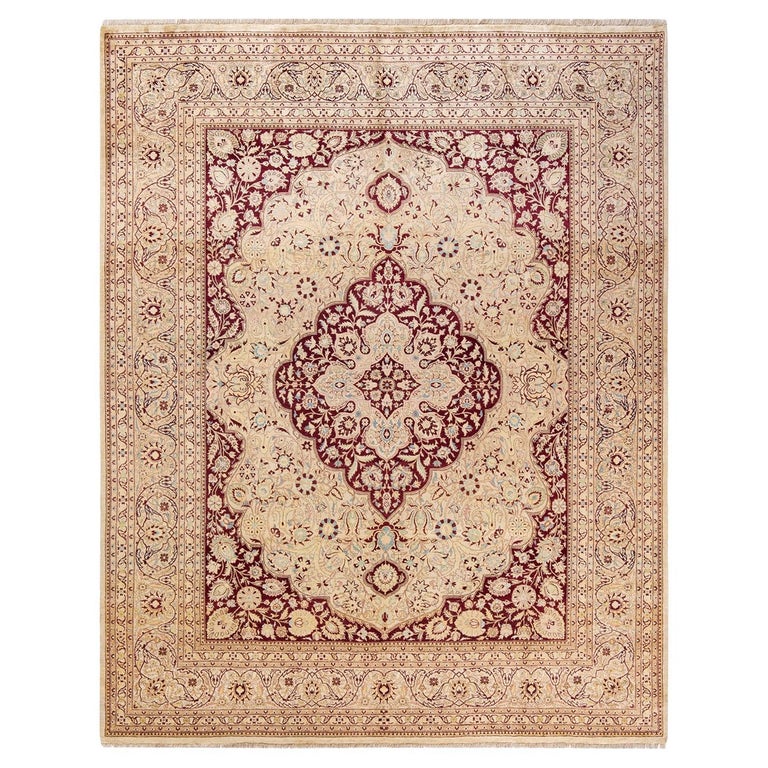 Ivory Rug Handmade One-Of-A-Kind Hand Made Traditional Mogul Ivory Area Rug For Sale at ...