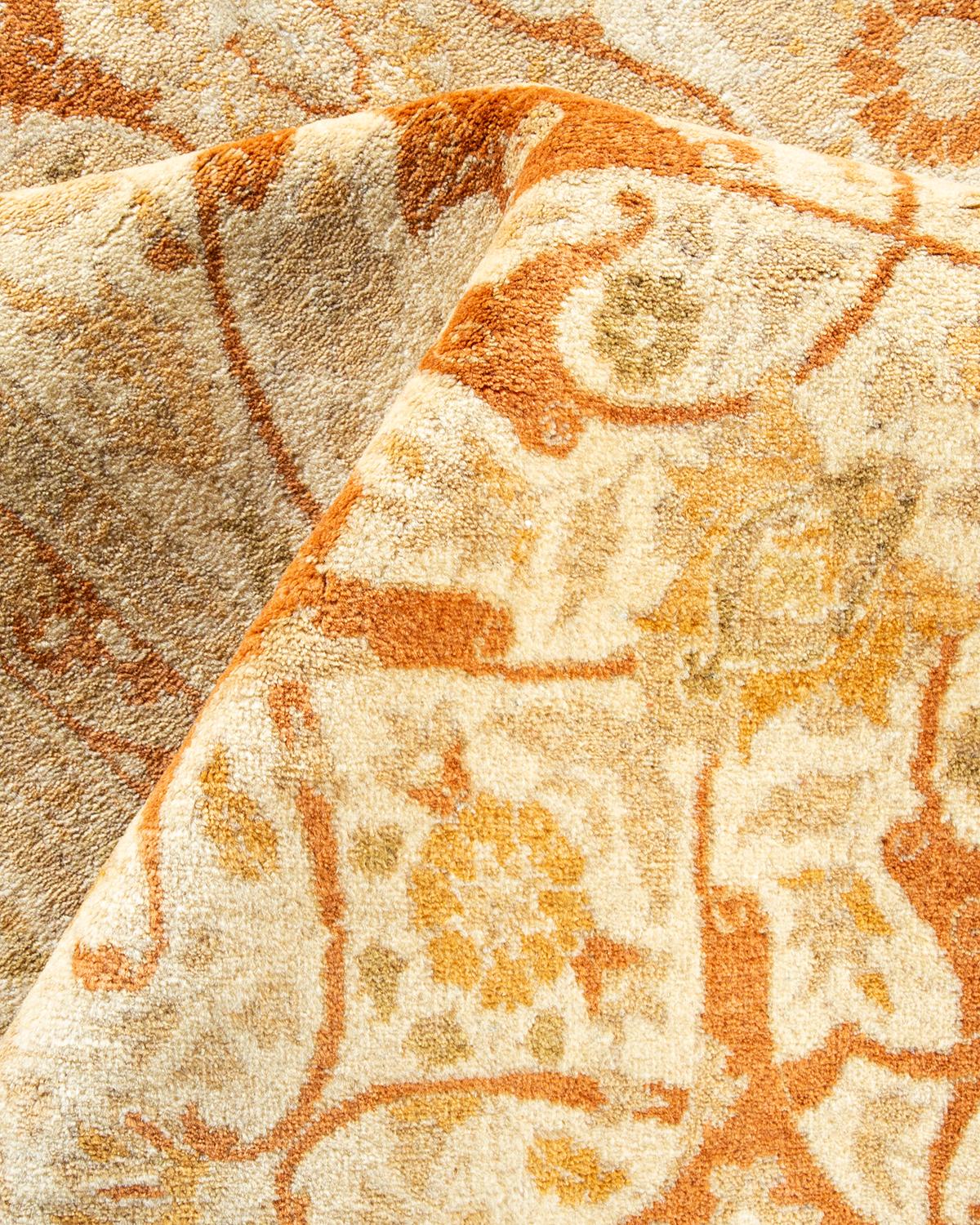 Traditioneller handgefertigter elfenbeinfarbener Mogul-Teppich, Unikat (Sonstiges) im Angebot