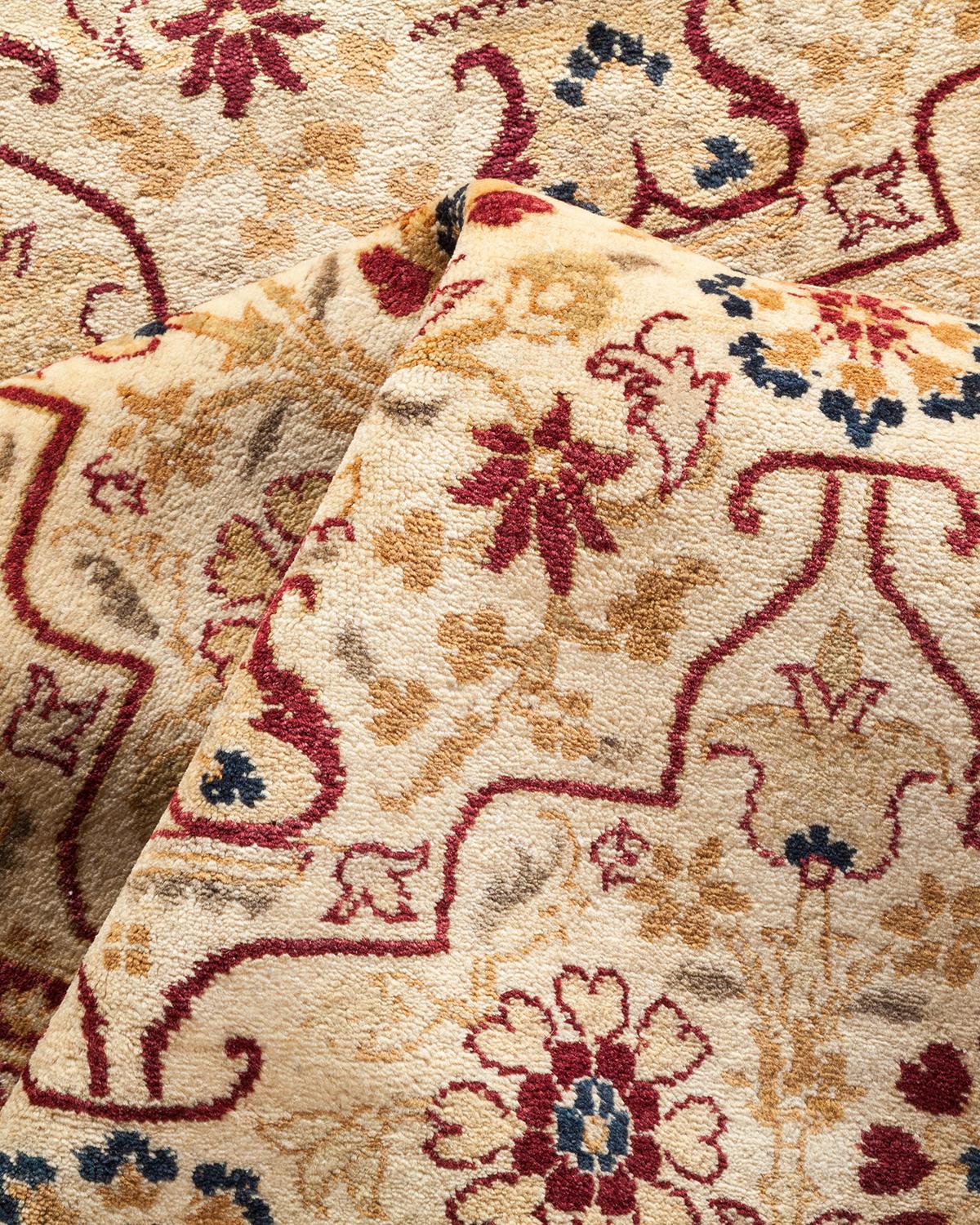 Other One-Of-A-Kind Hand Made Traditional Mogul Ivory Area Rug For Sale