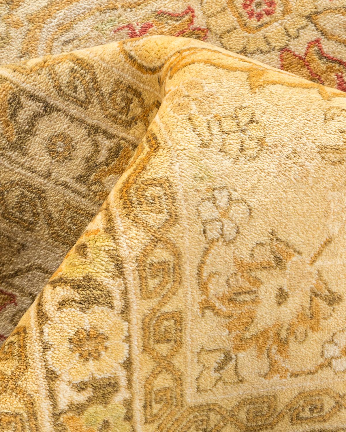 Traditioneller handgefertigter elfenbeinfarbener Mogul-Teppich, Unikat (Sonstiges) im Angebot