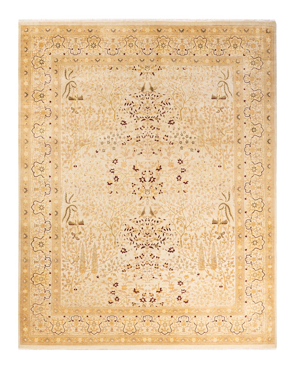 Other One-of-a-kind Hand Made Traditional Mogul Ivory Area Rug For Sale
