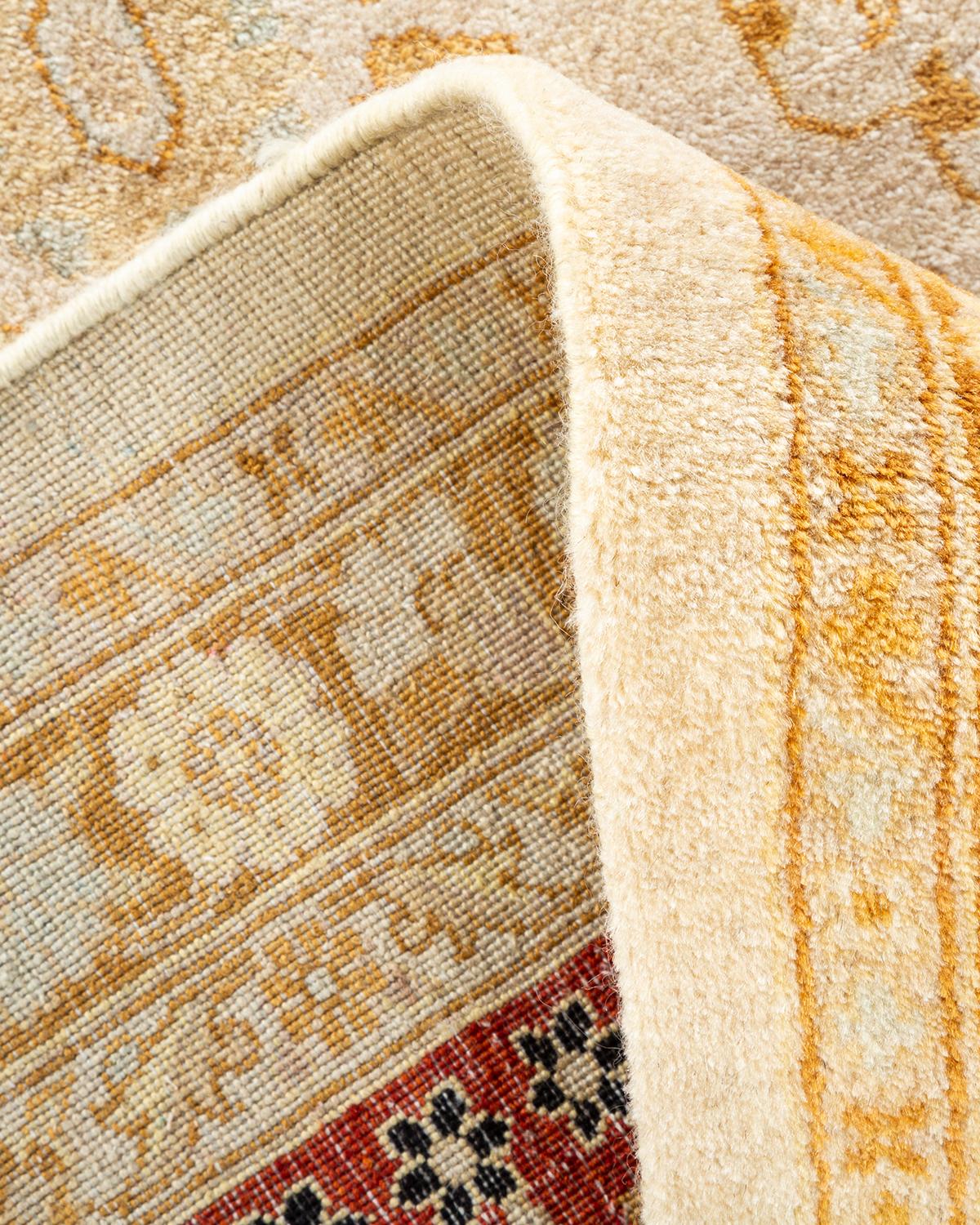 Other One-Of-A-Kind Hand Made Traditional Mogul Ivory Area Rug For Sale