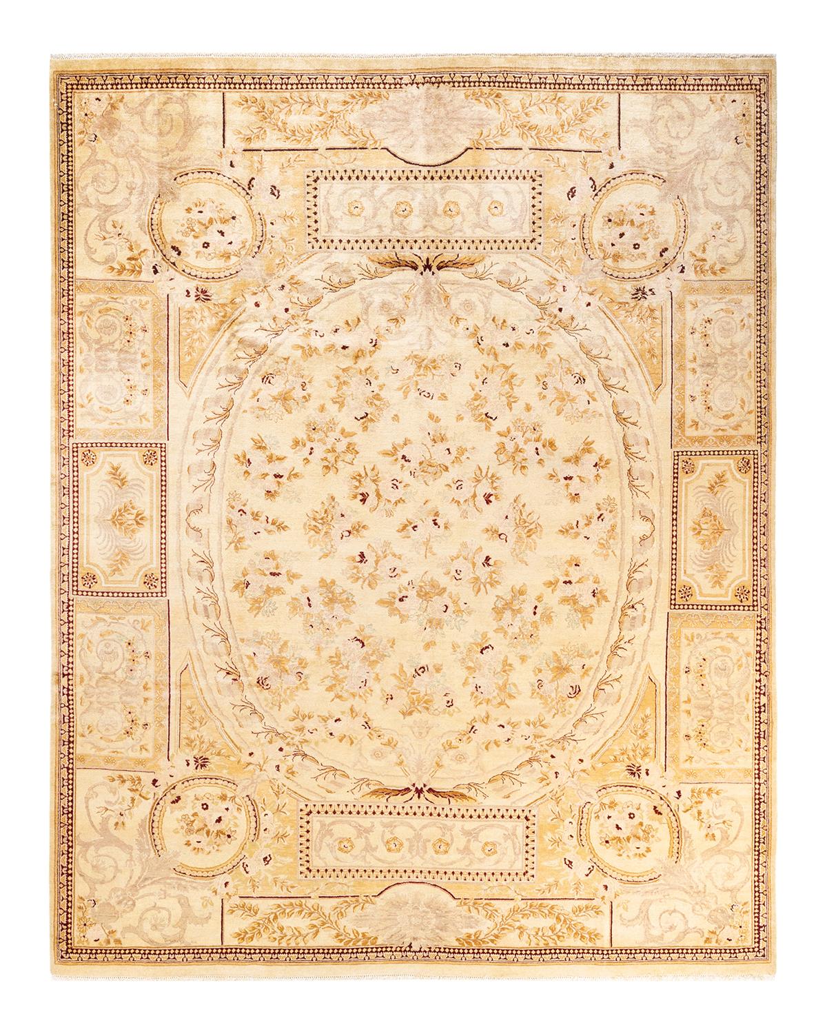 Other One-of-a-kind Hand Made Traditional Mogul Ivory Area Rug For Sale