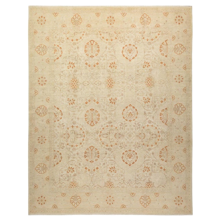 Ivory Rug Handmade One-Of-A-Kind Hand Made Traditional Mogul Ivory Area Rug For Sale at ...