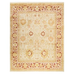 One-of-a-kind Hand Made Traditional Mogul Ivory Area Rug