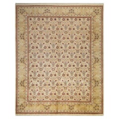 One-Of-A-Kind Hand Made Traditional Mogul Ivory Area Rug