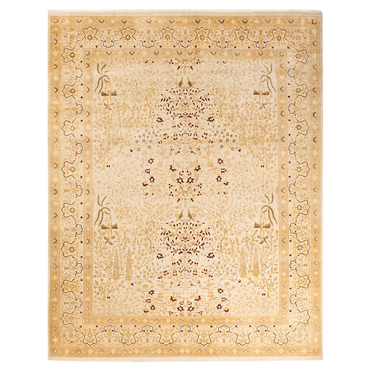 Alfombra tradicional única Hand Made Mogul Marfil