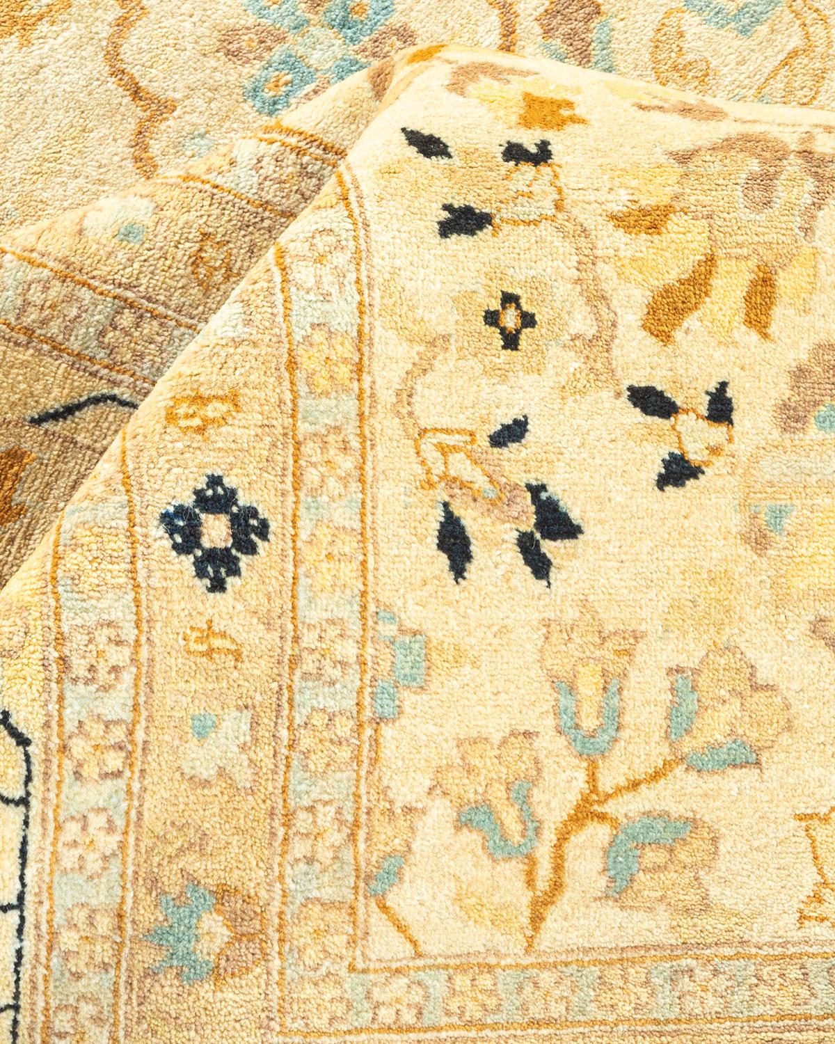 Other One-of-a-Kind Hand Made Traditional Mogul Ivory Area Rug For Sale