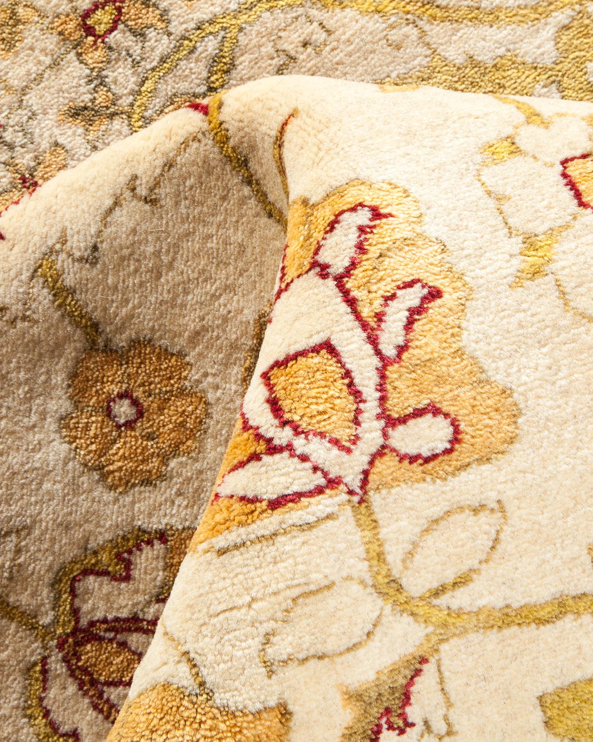 Other One-of-a-Kind Hand Made Traditional Mogul Ivory Area Rug For Sale