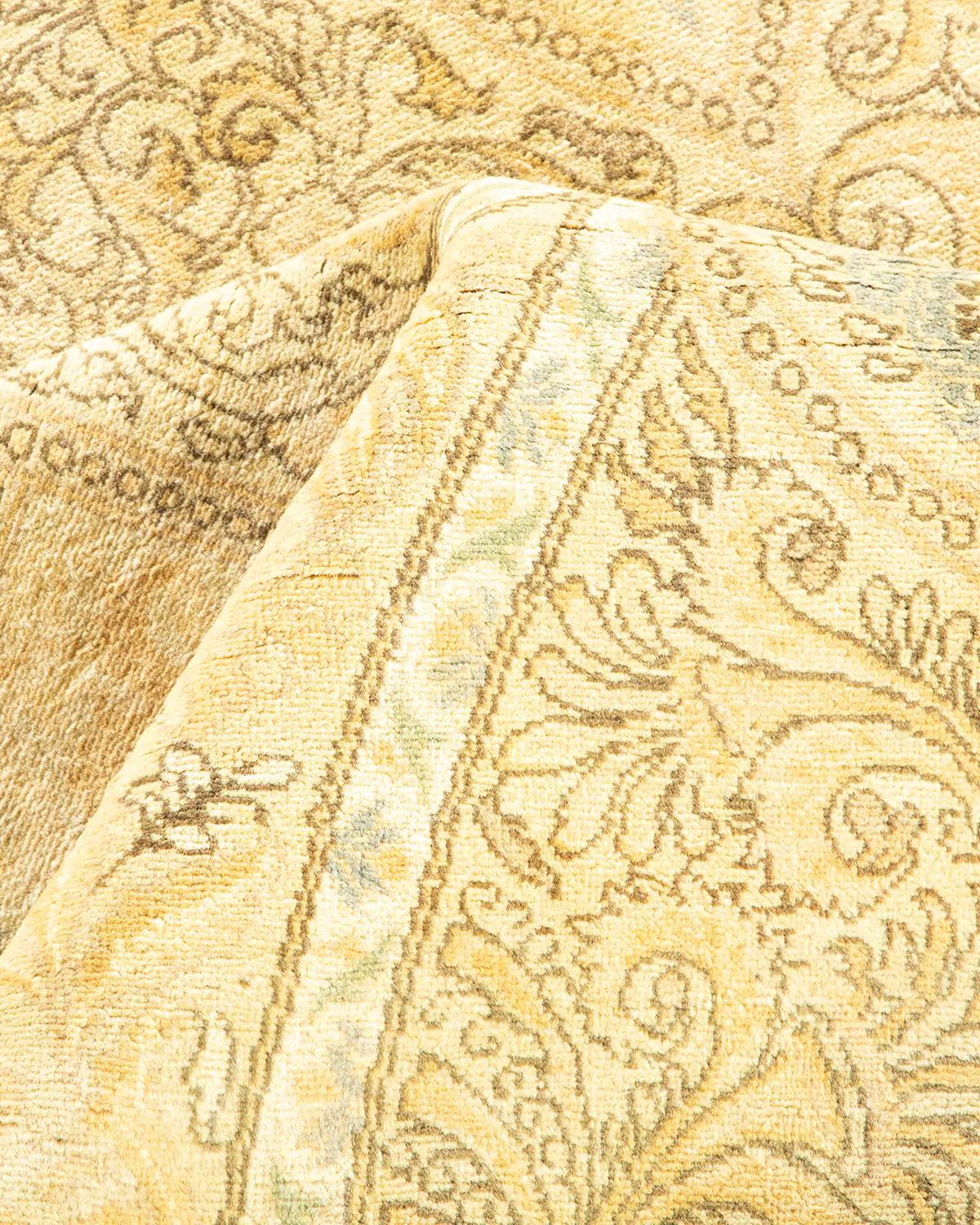 Other One-Of-A-Kind Hand Made Traditional Mogul Ivory Area Rug For Sale