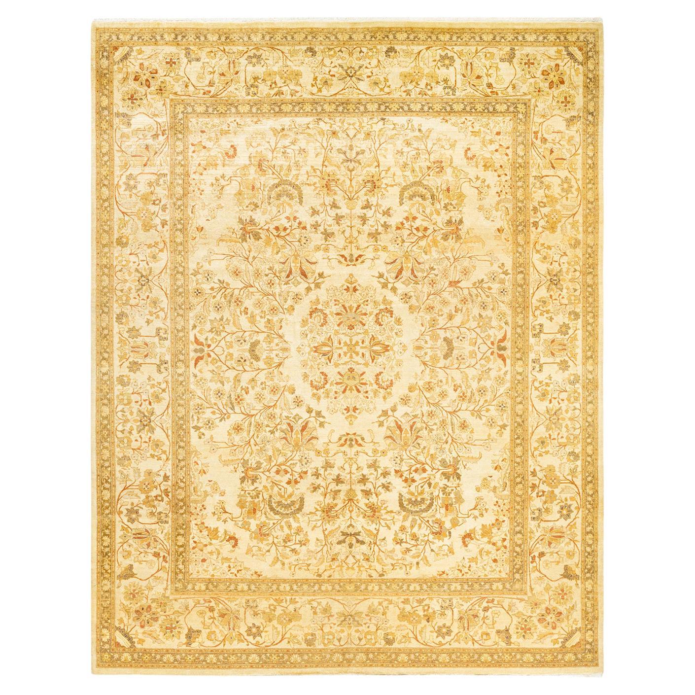 One-of-a-Kind Hand Made Traditional Mogul Ivory Area Rug For Sale at ...