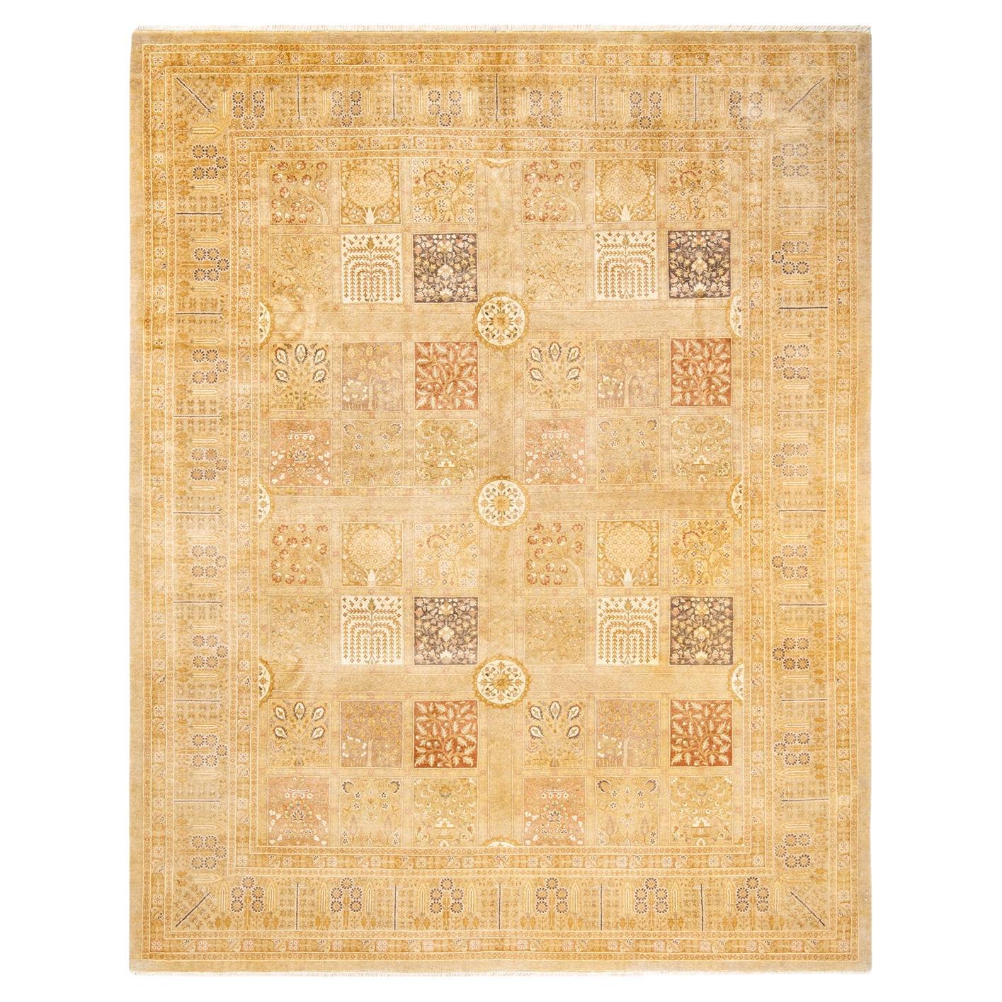 One-Of-A-Kind Hand Made Traditional Mogul Ivory Area Rug For Sale at ...