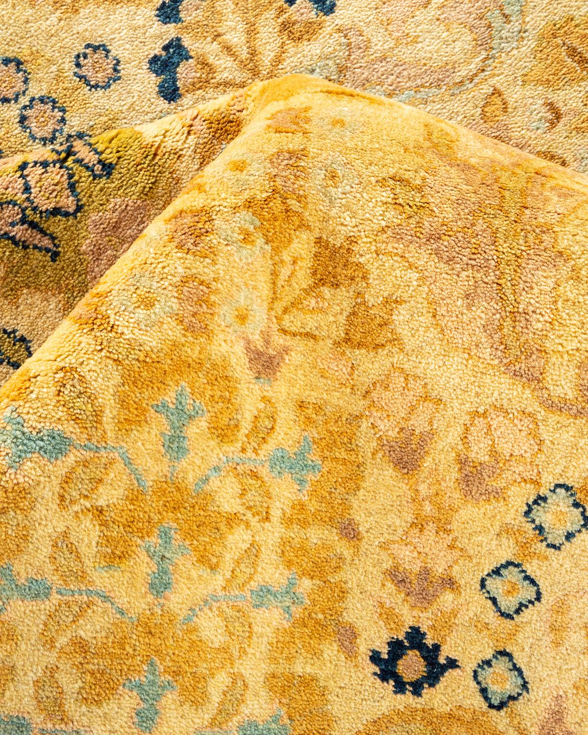 Other One-Of-A-Kind Hand Made Traditional Mogul Ivory Area Rug For Sale