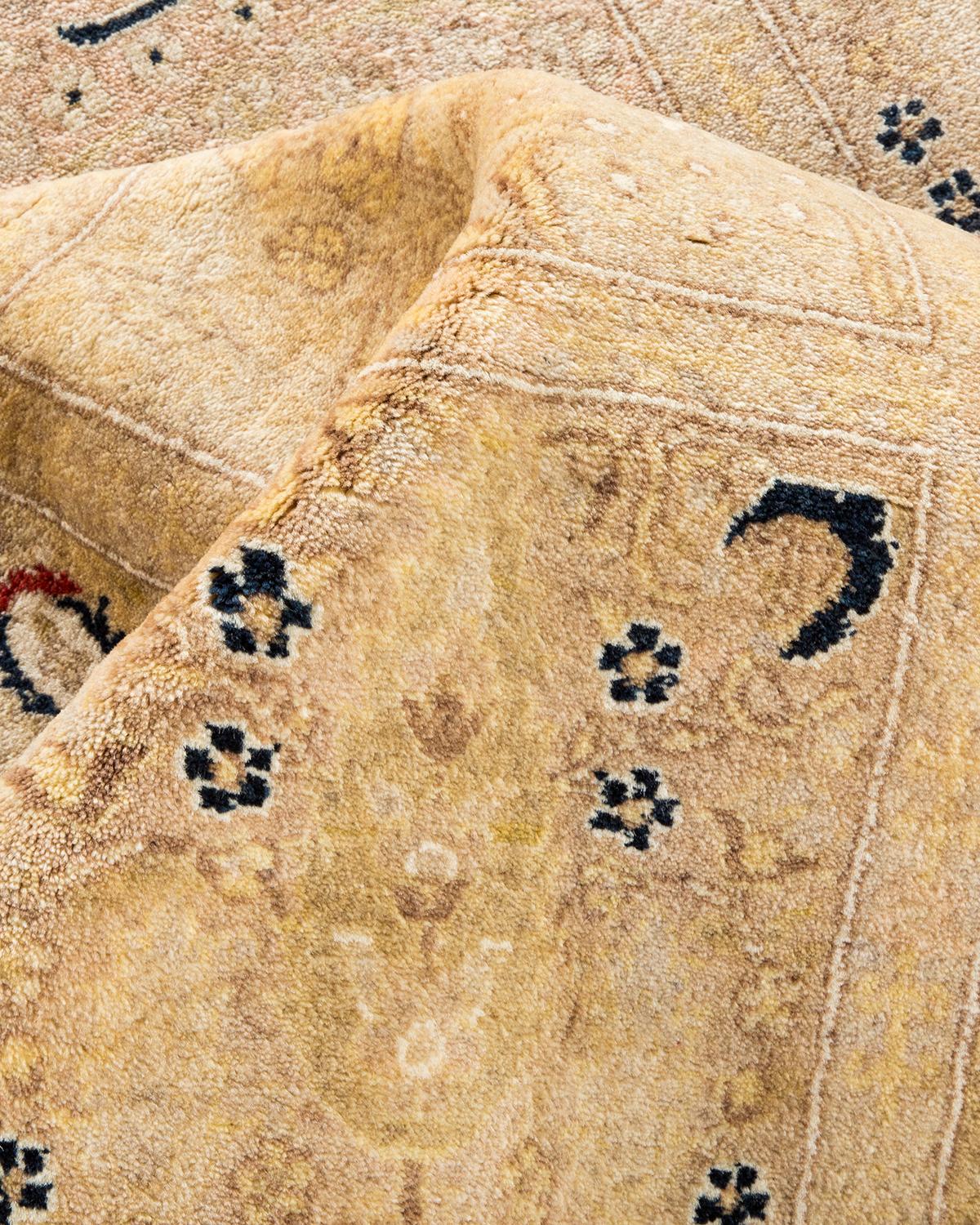 Other One-Of-A-Kind Hand Made Traditional Mogul Ivory Area Rug For Sale