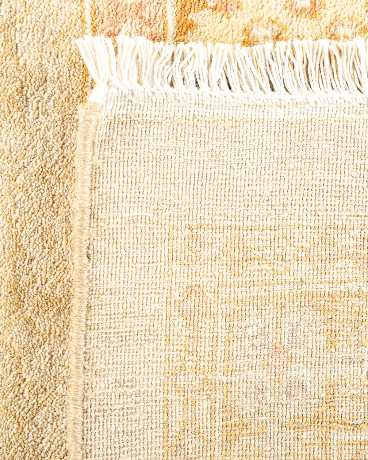 Contemporary One-of-a-kind Hand Made Traditional Mogul Ivory Area Rug For Sale
