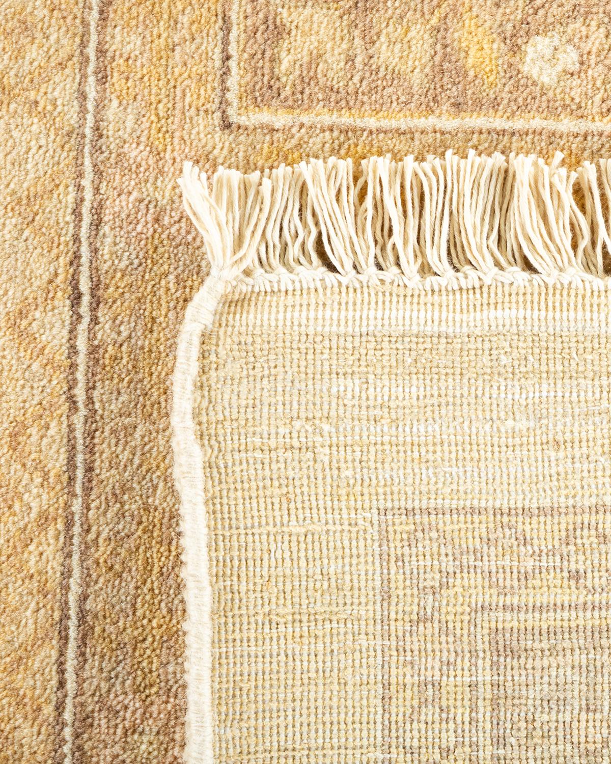Hand-Knotted One-of-a-Kind Hand Made Traditional Mogul Ivory Area Rug For Sale