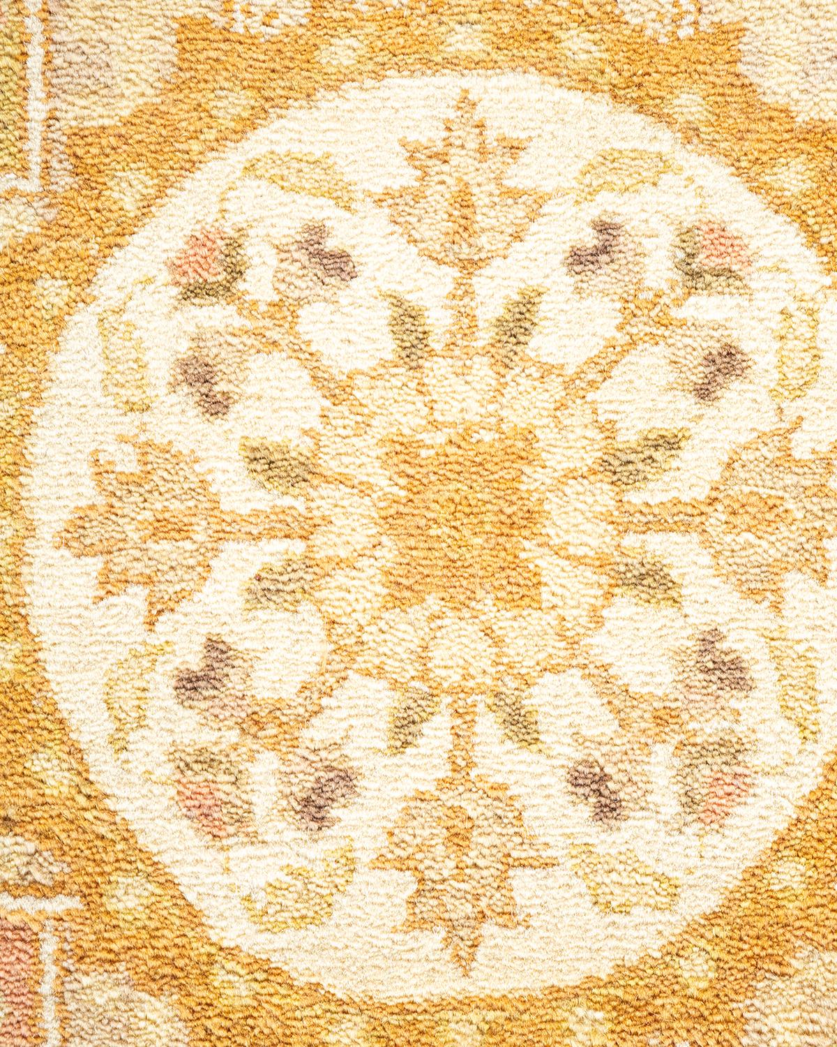 One-of-a-kind Hand Made Traditional Mogul Ivory Area Rug For Sale 1