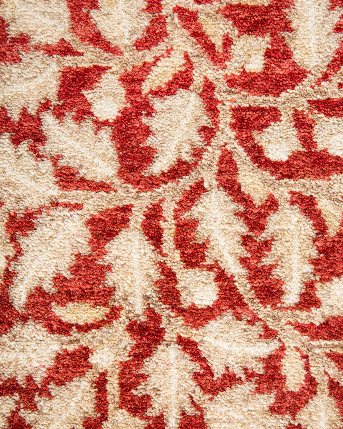 Contemporary One-Of-A-Kind Hand Made Traditional Mogul Ivory Area Rug For Sale