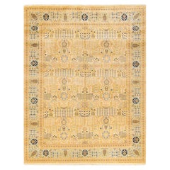 One-Of-A-Kind Hand Made Traditional Mogul Ivory Area Rug