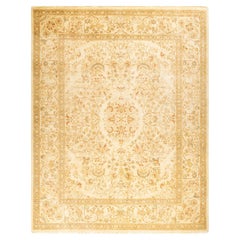 One-of-a-kind Hand Made Traditional Mogul Ivory Area Rug