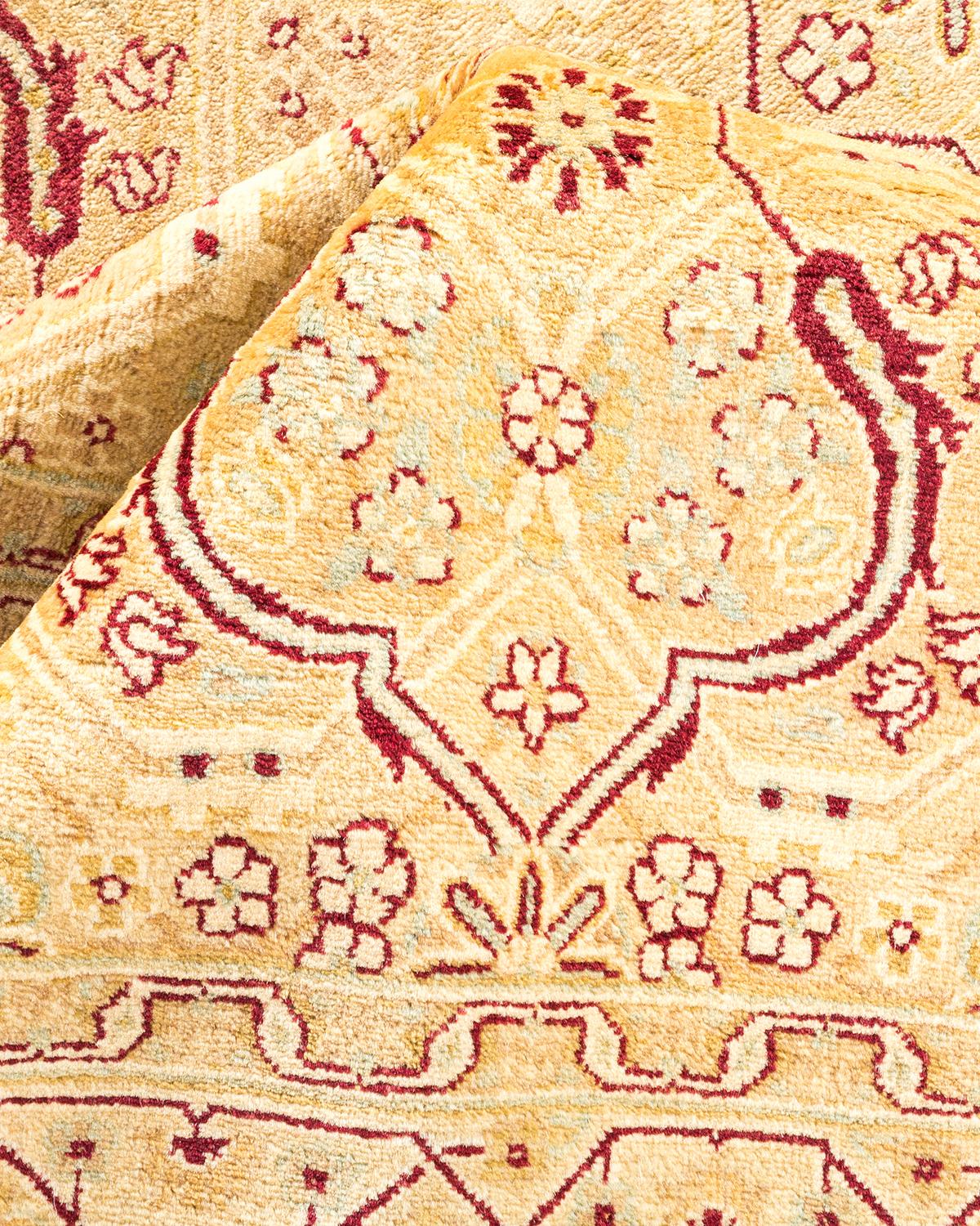 Other One-of-a-Kind Hand Made Traditional Mogul Ivory Area Rug For Sale