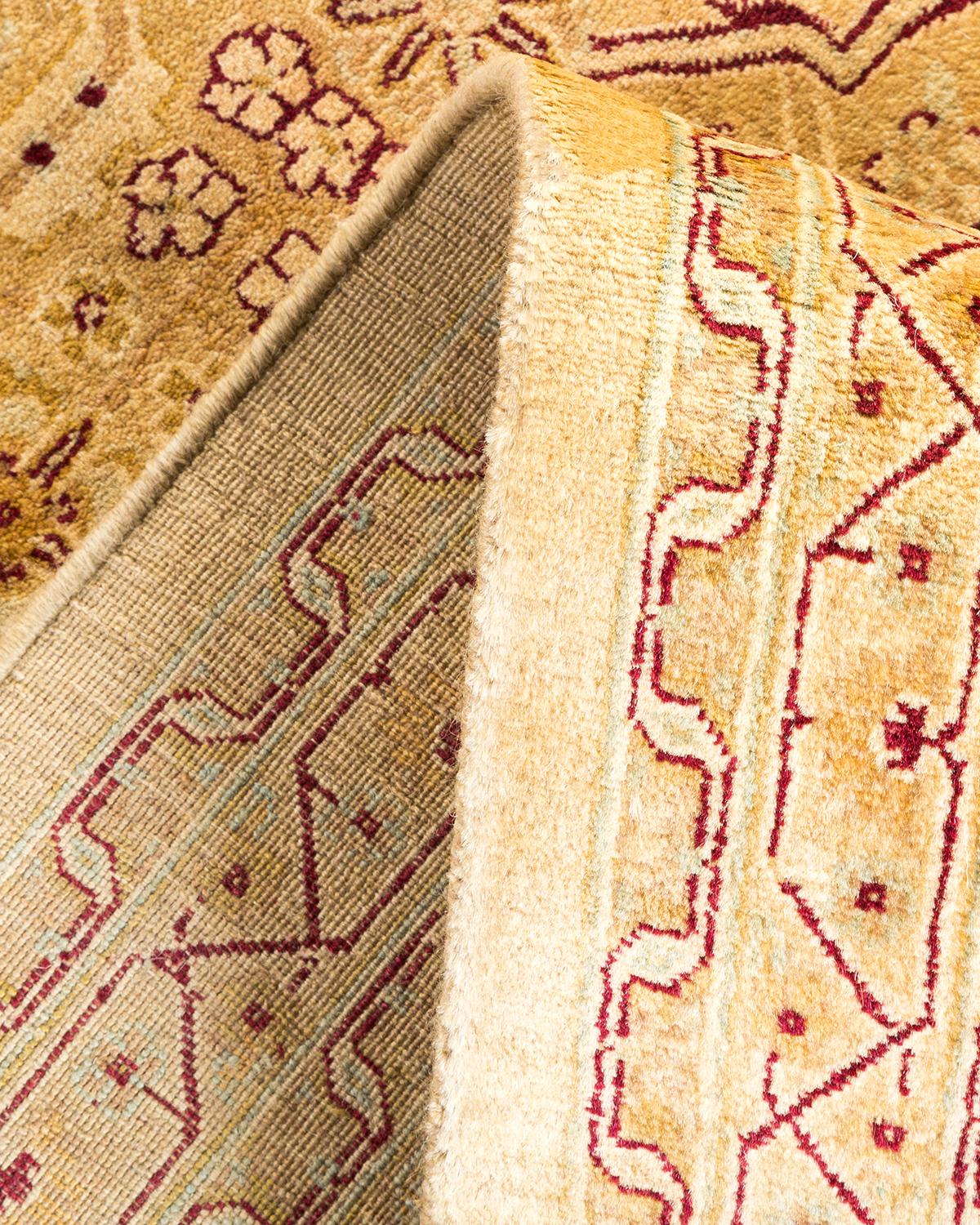 Pakistani One-of-a-Kind Hand Made Traditional Mogul Ivory Area Rug For Sale