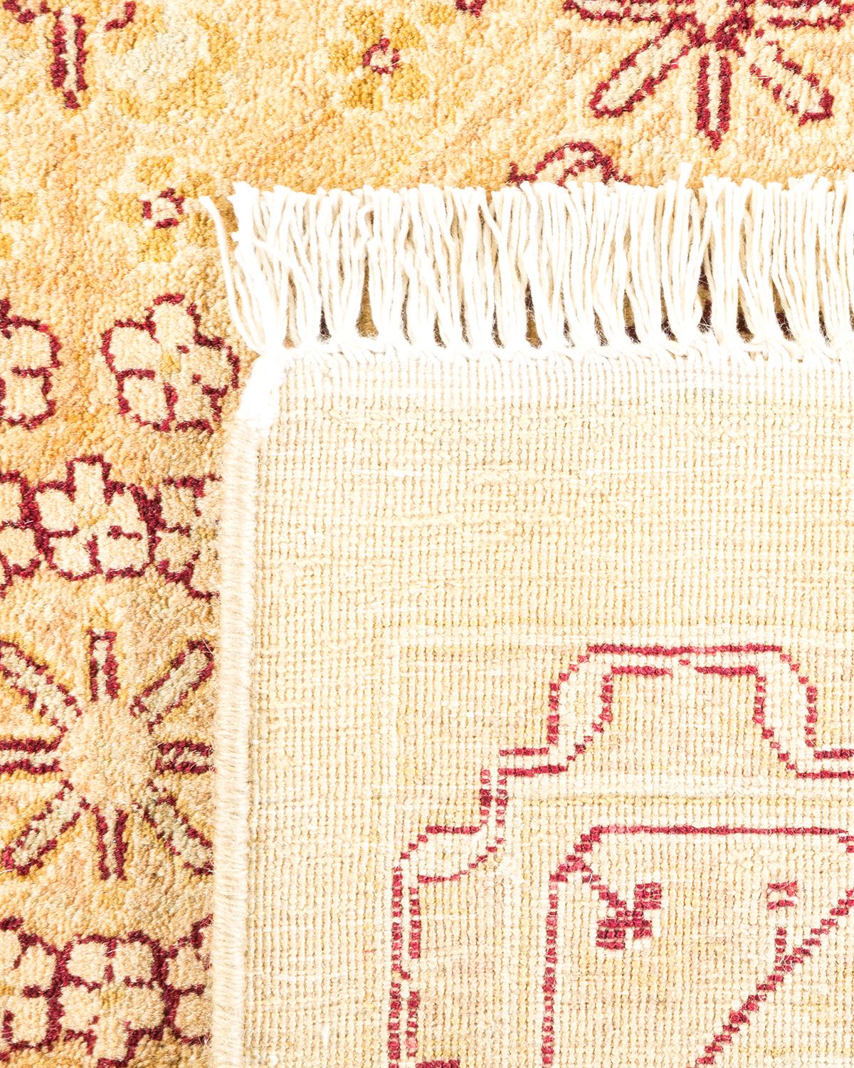 Hand-Knotted One-of-a-Kind Hand Made Traditional Mogul Ivory Area Rug For Sale