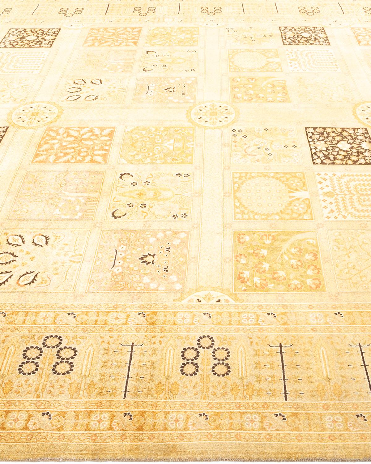 Tapis traditionnel ivoire Mogul unique en son genre fabriqué à la main Neuf - En vente à Norwalk, CT