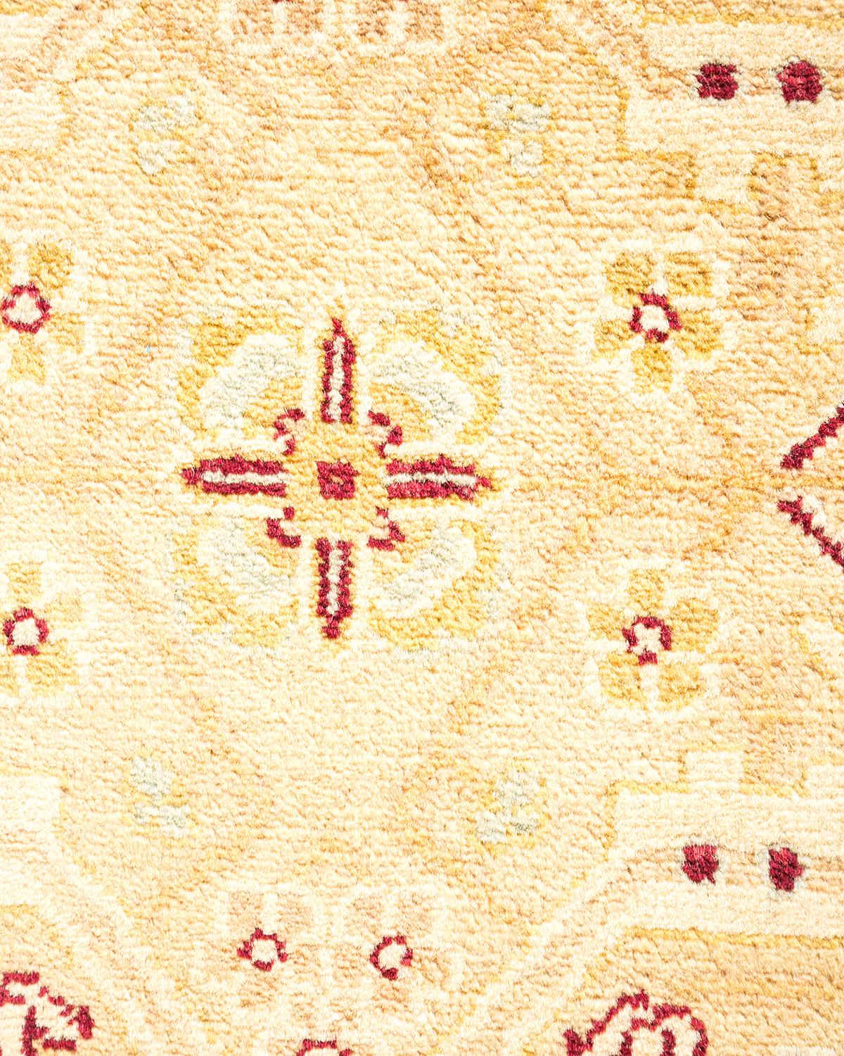 Contemporary One-of-a-Kind Hand Made Traditional Mogul Ivory Area Rug For Sale
