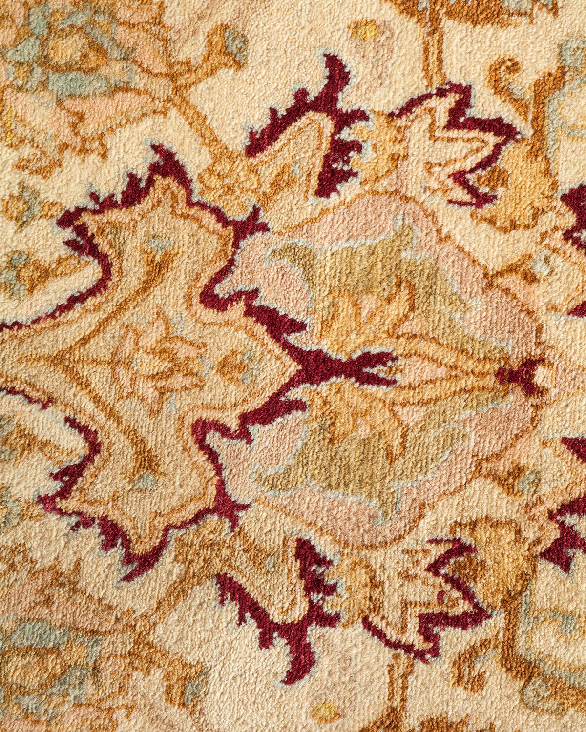XXI secolo e contemporaneo Tappeto tradizionale Mogul avorio Hand Made unico nel suo genere in vendita