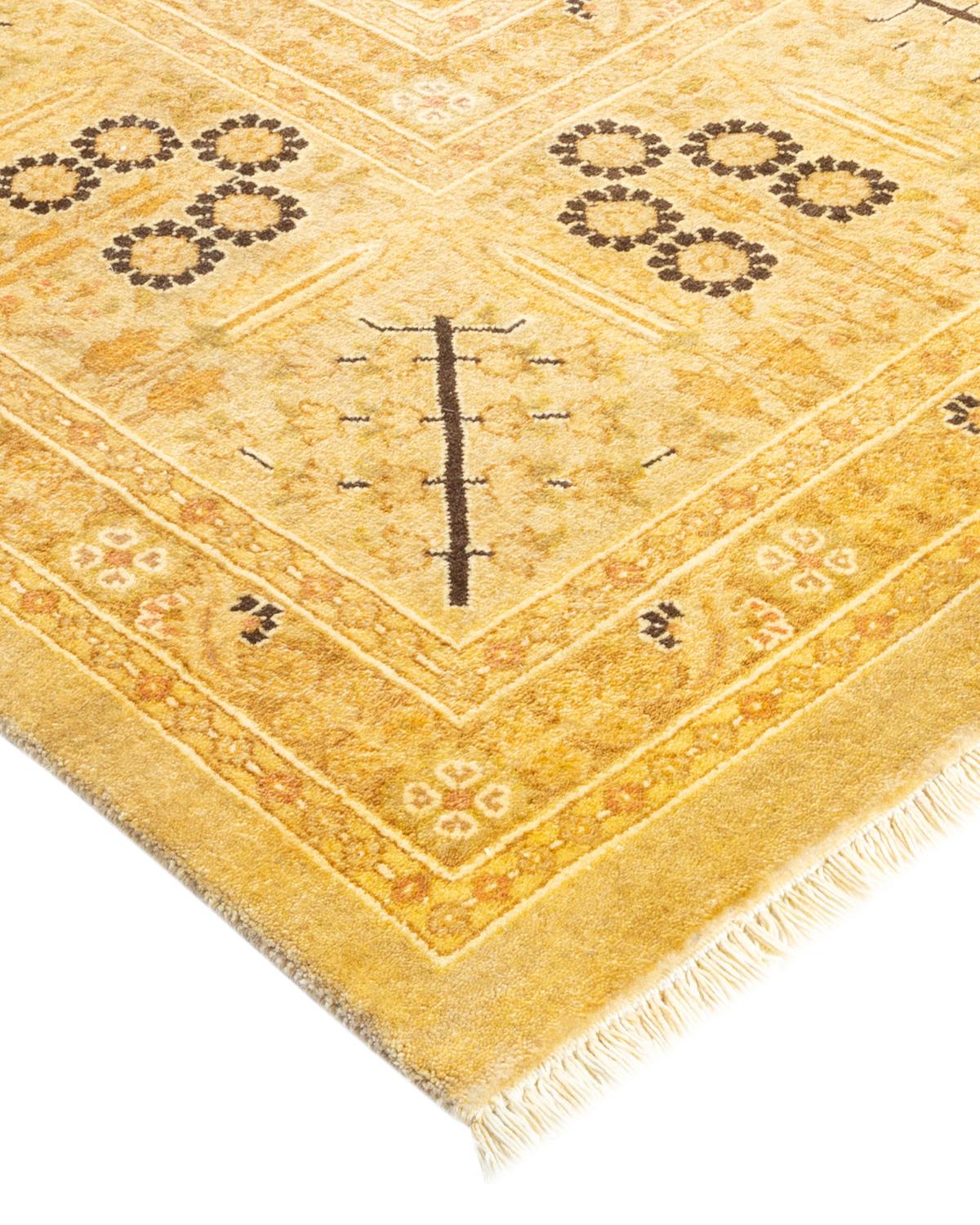 Laine Tapis traditionnel ivoire Mogul unique en son genre fabriqué à la main en vente