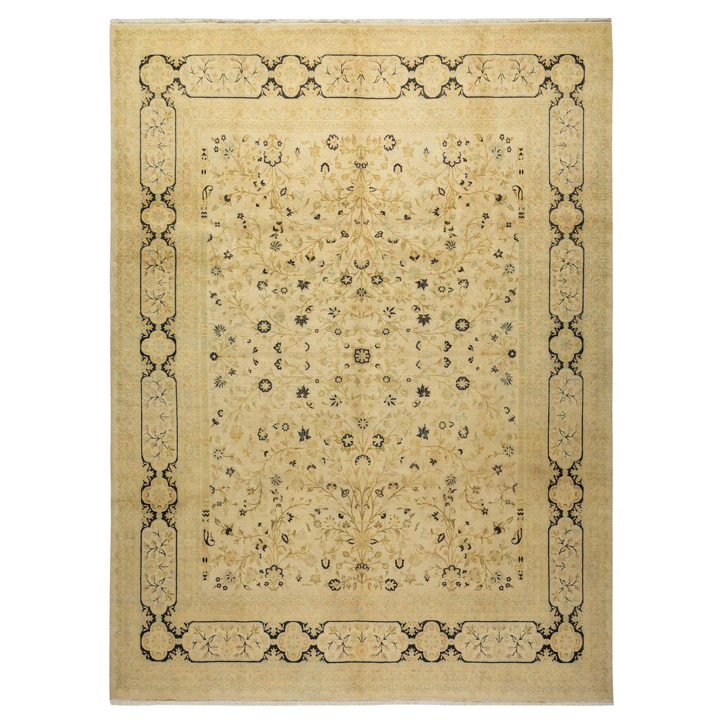 One-of-a-Kind Hand Made Traditional Mogul Ivory Area Rug For Sale at ...