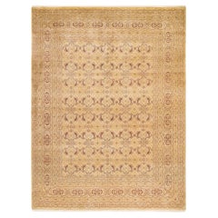 One-of-a-Kind Hand Made Traditional Mogul Ivory Area Rug