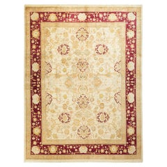 One-of-a-kind Hand Made Traditional Mogul Ivory Area Rug
