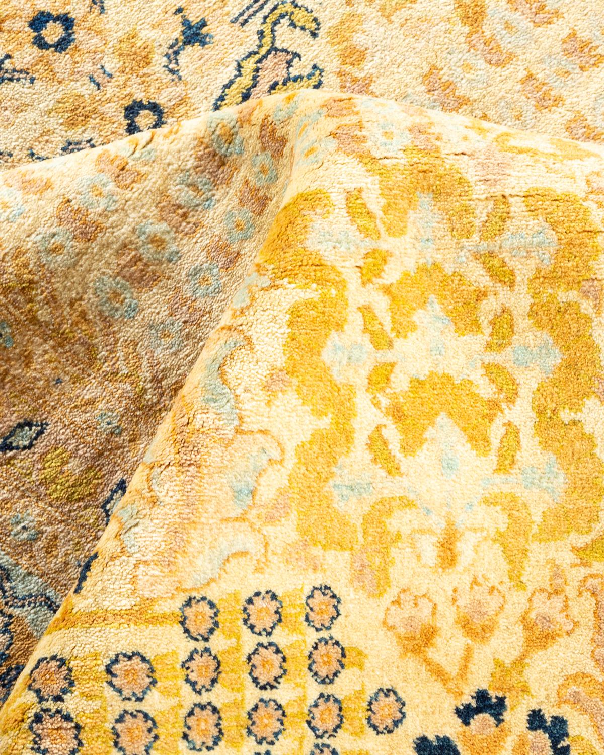 Other One-Of-A-Kind Hand Made Traditional Mogul Ivory Area Rug For Sale